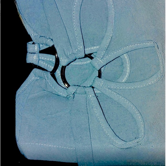 Beach Tide Pants, High-Rise with a 70’s Vibe Flower-Cutout, S, Light Blue - Picture 4 of 5